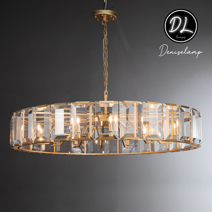 Moonlit Faceted Round Crystal Chandelier 60"