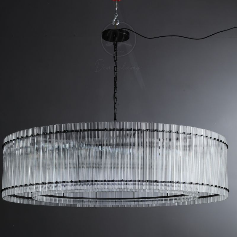 Golden Tea Modern Round Glass Chandelier 37"