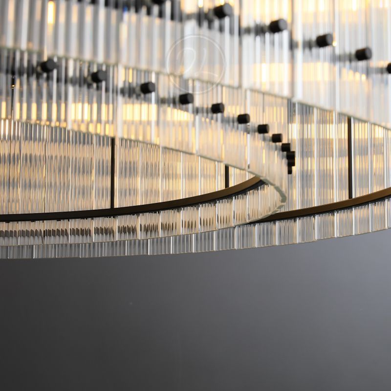Golden Tea Modern Round Glass Chandelier 60"
