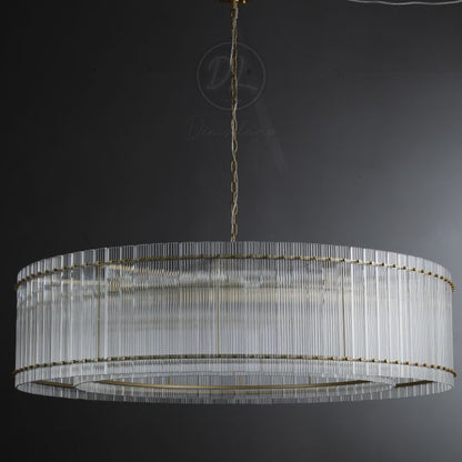 Golden Tea Modern Round Glass Chandelier 37"