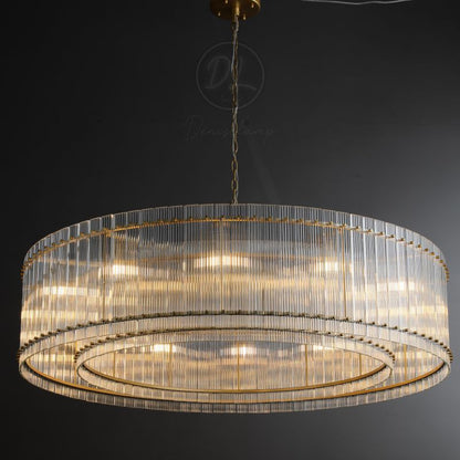 Golden Tea Modern Round Glass Chandelier 37"