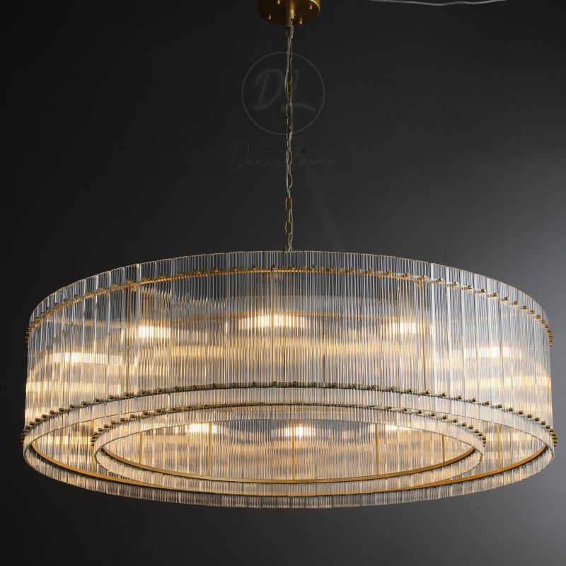 Golden Tea Modern Round Glass Chandelier 60"