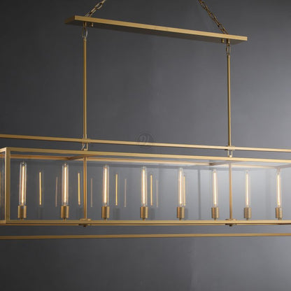 Serene Glass Lantern Rectangular Chandelier 54"/ 72"