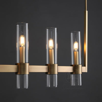 Crystalline Glass Shaded Modern Linear Chandelier 59''/ 71"