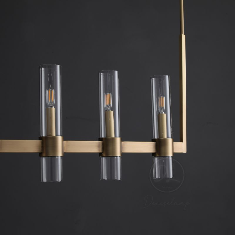 Crystalline Glass Shaded Modern Linear Chandelier 59''/ 71"