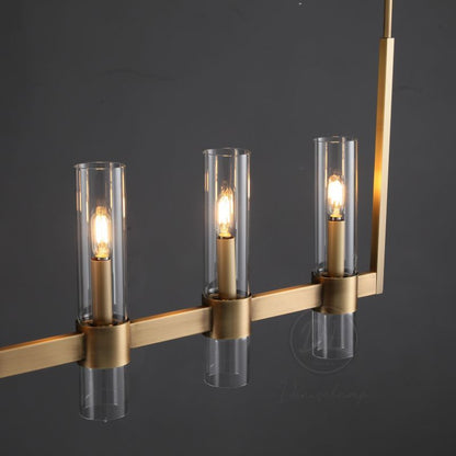 Crystalline Glass Shaded Modern Linear Chandelier 59''/ 71"