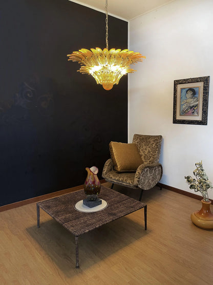 Murano Palmette Amber Chandelier 34"