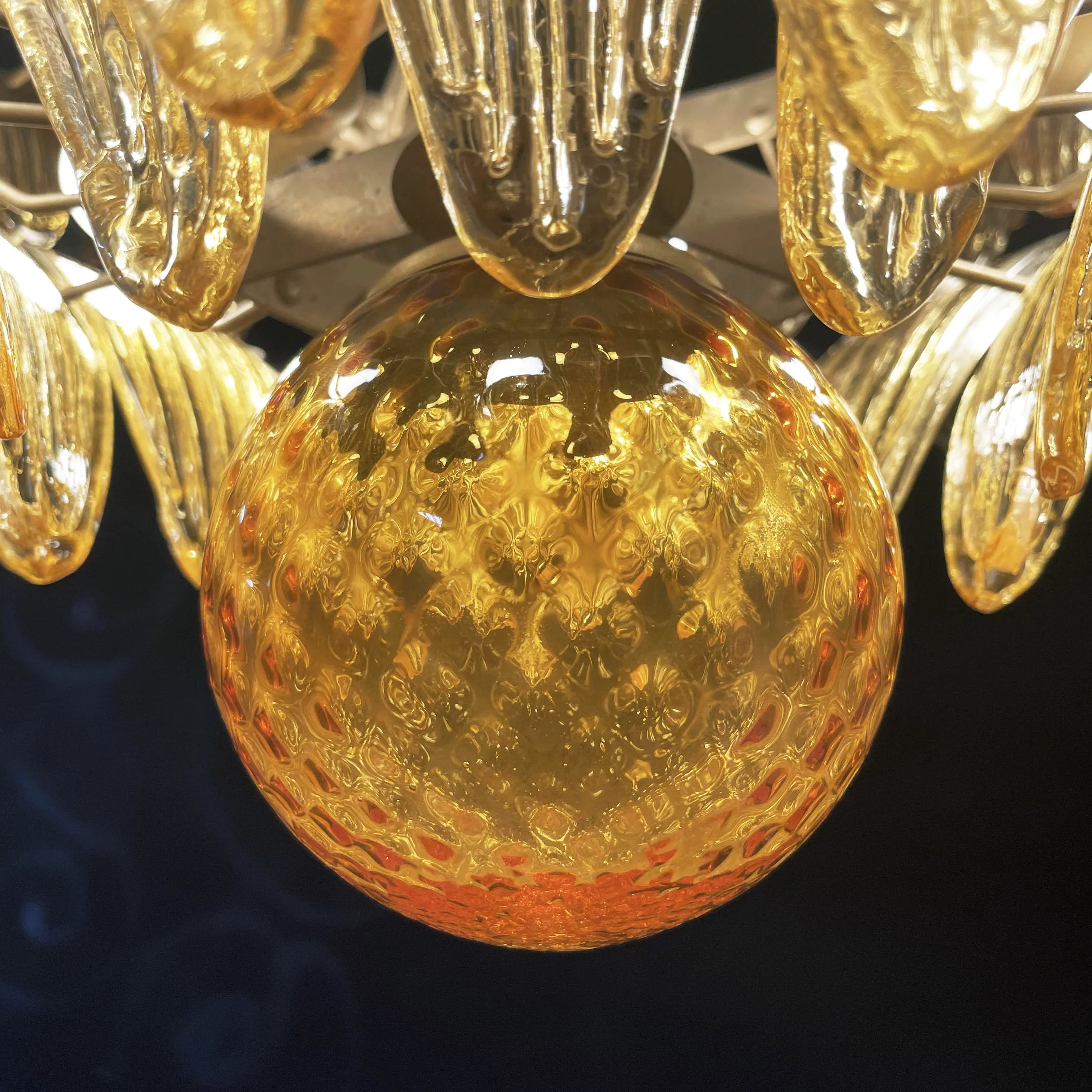 Murano Palmette Amber Chandelier 34"