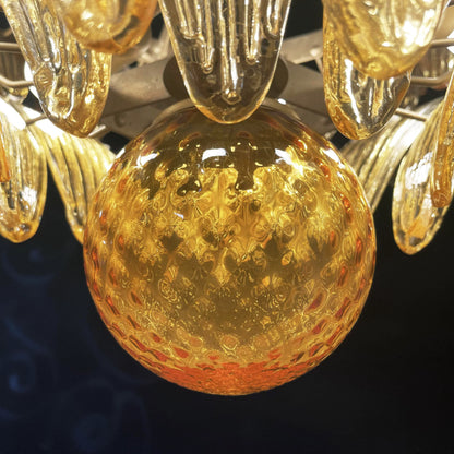 Murano Palmette Amber Chandelier 34"