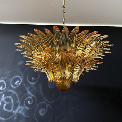 Murano Palmette Amber Chandelier 34"
