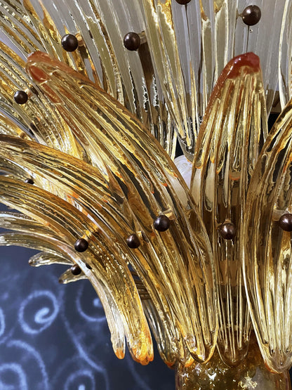 Murano Palmette Amber Chandelier 34"