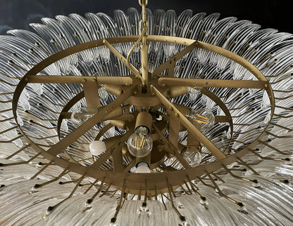 Murano Palmette Glass Transparent Chandelier 45"