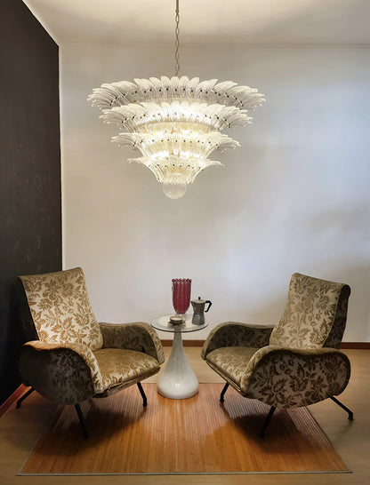 Murano Palmette Glass Transparent Chandelier 45"