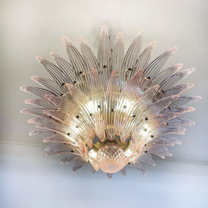 Murano Palmette Pink Chandelier 34"