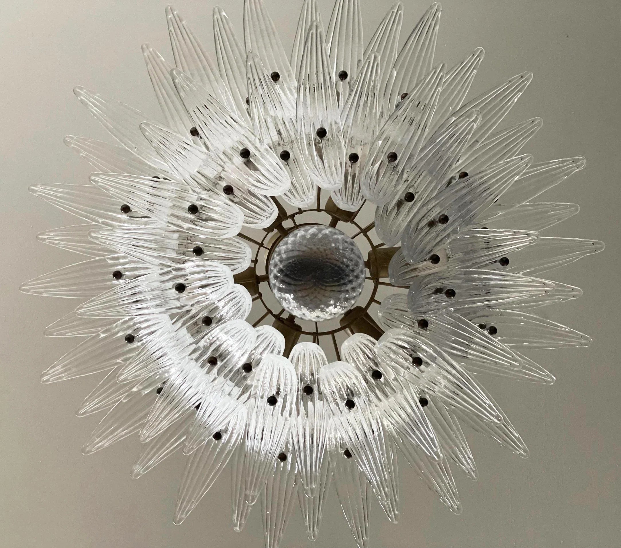 Murano Palmette Transparent Chandelier 34"