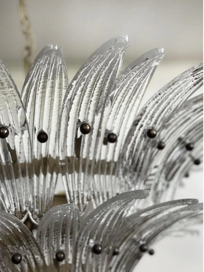 Murano Palmette Transparent Chandelier 34"