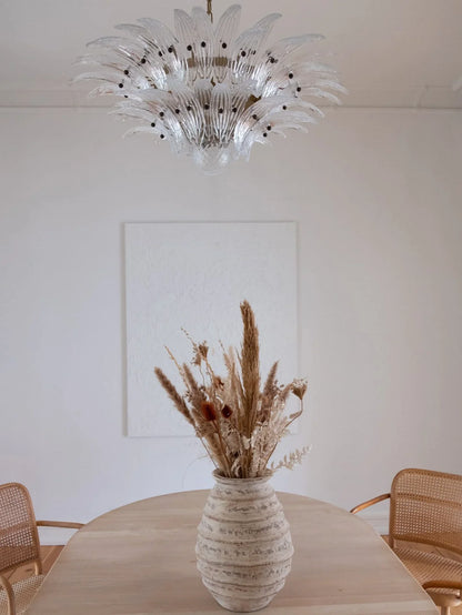 Murano Palmette Transparent Chandelier 34"
