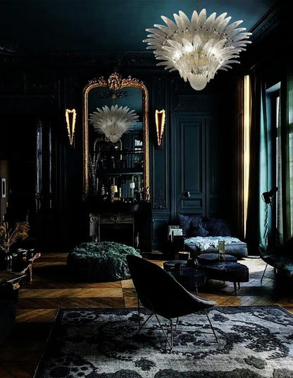 Murano Palmette Transparent Chandelier 34"