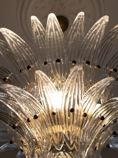 Murano Palmette Transparent Chandelier 34"