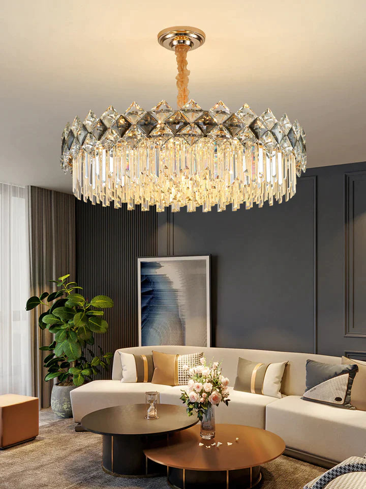 Modern Luxury Tiered Transparent Crystal Chandelier Suit for Living/Dining Room/Bedroom, art designer, round,oval