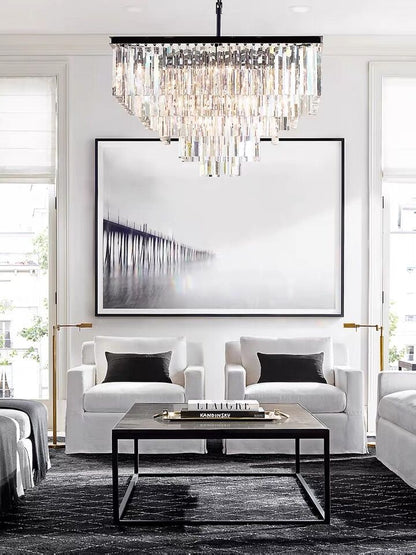 Extra Large Square Multi-layers Crystal Chandelier Modern Light
