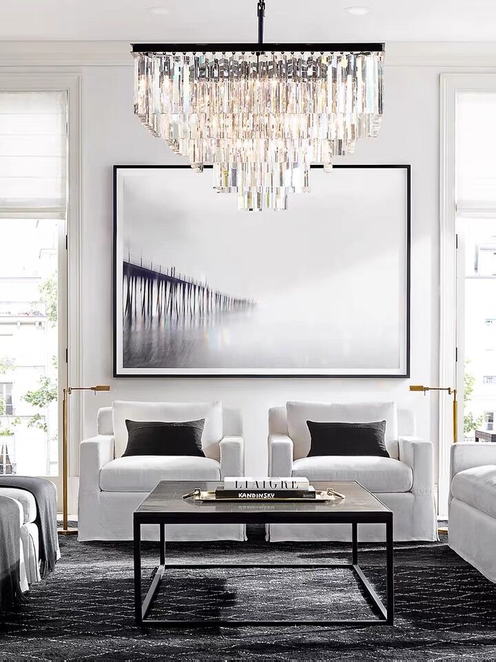 Extra Large Square Multi-layers Crystal Chandelier Modern Light