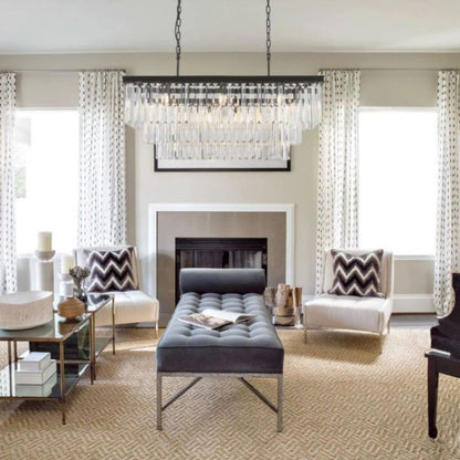 Rhea 3-Tier Rectangular Crystal Chandelier - jchandelier