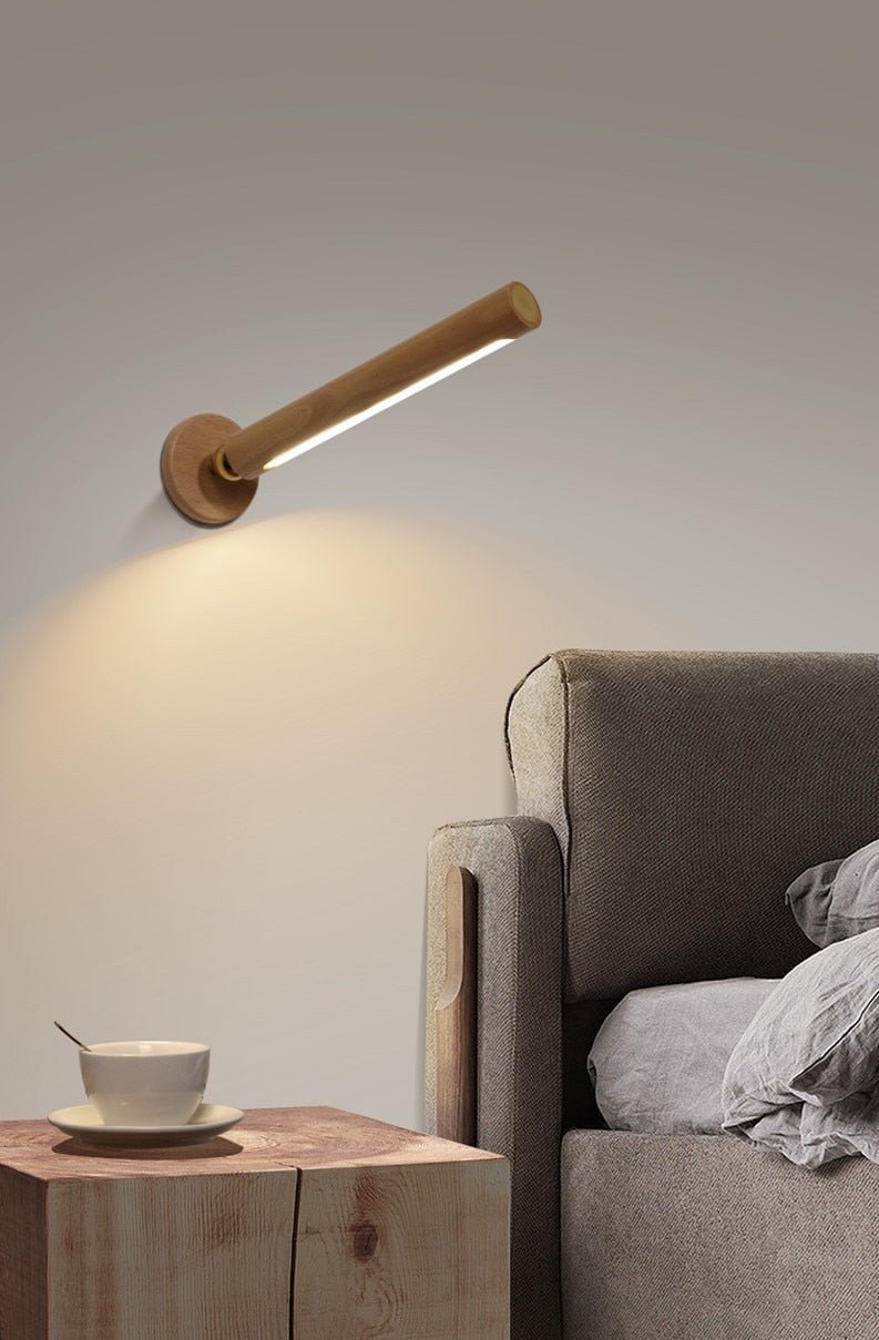 Deniselamp® Minimalistic Wooden Wall Lamp in Nordic Style for Living Room, Bedroom image | luxury lighting | wooden wall lamps