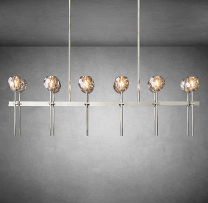Bolura De Cristal Clear Glass Double Linear Chandelier