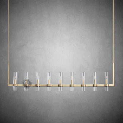 Crystalline Glass Shaded Modern Linear Chandelier 59''/ 71"