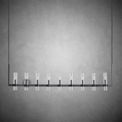 Crystalline Glass Shaded Modern Linear Chandelier 59''/ 71"