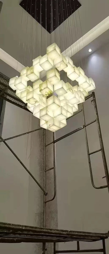 Alabaster Cubic Rectangular Chandelier