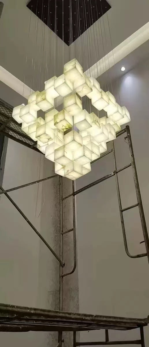 Alabaster Cubic Rectangular Chandelier