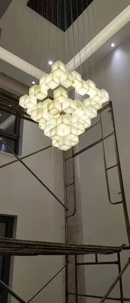 Alabaster Cubic Rectangular Chandelier