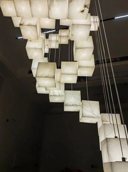 Alabaster Cubic Rectangular Chandelier
