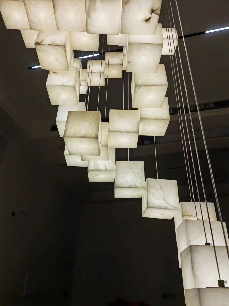 Alabaster Cubic Rectangular Chandelier