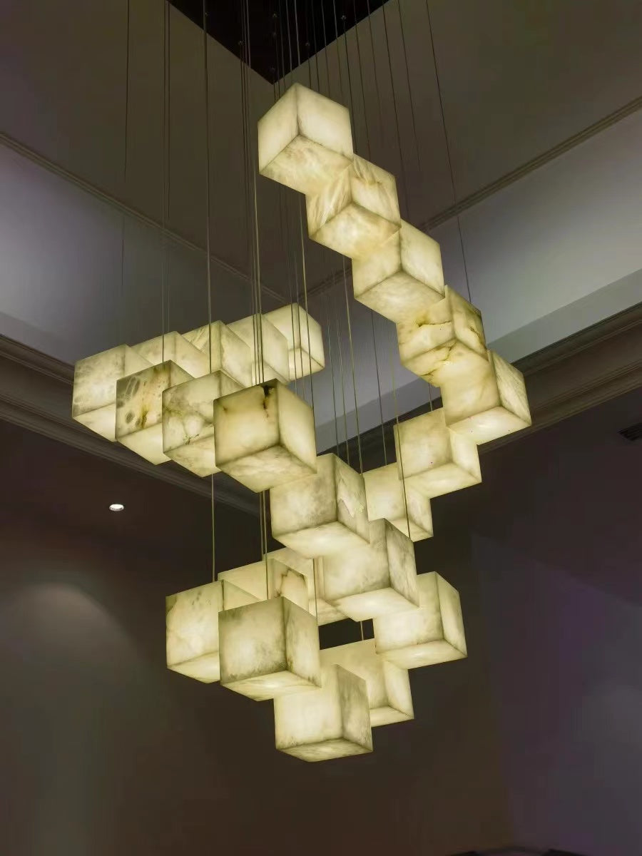 Alabaster Cubic Rectangular Chandelier
