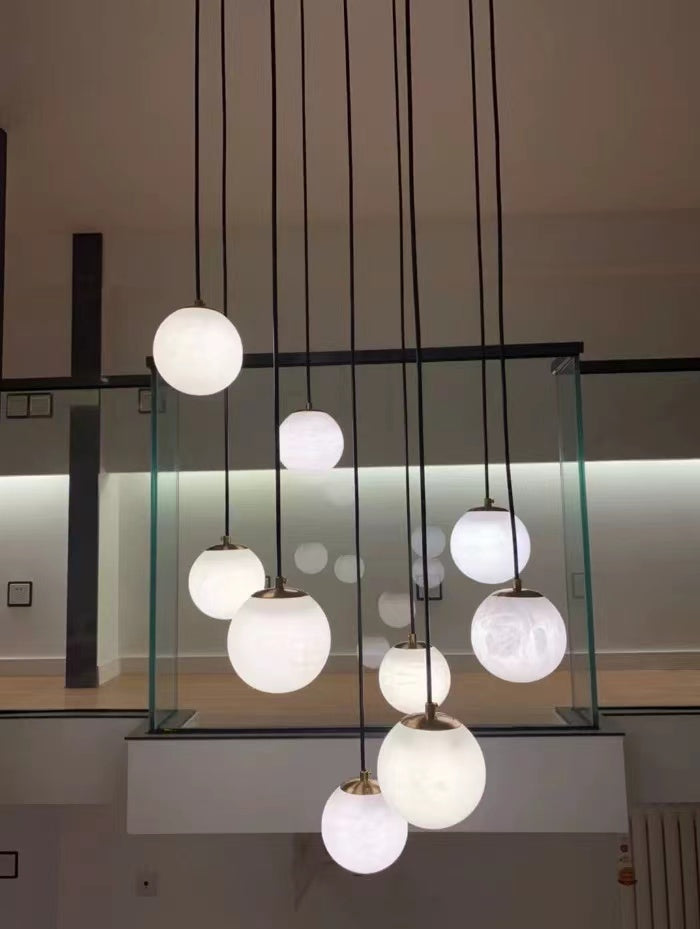 Alabaster Global Wavy Chandelier For Staircase
