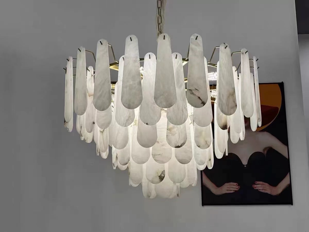 Alabaster Feathery Chandelier