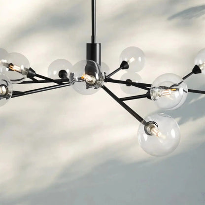 Apollo Round Midcentury Modern Starburst Chandelier in Antiqued Finishes