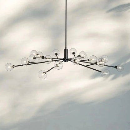 Apollo Round Midcentury Modern Starburst Chandelier in Antiqued Finishes
