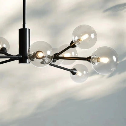 Apollo Round Midcentury Modern Starburst Chandelier in Antiqued Finishes