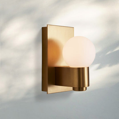 Casen Modern Satin Brass LED Wall Sconce with Blown Glass