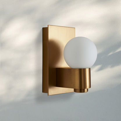 Casen Modern Satin Brass LED Wall Sconce with Blown Glass