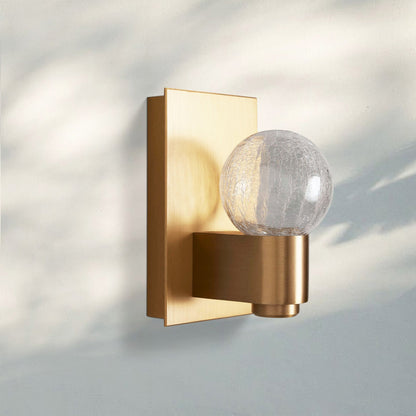 Casen Modern Satin Brass LED Wall Sconce with Blown Glass