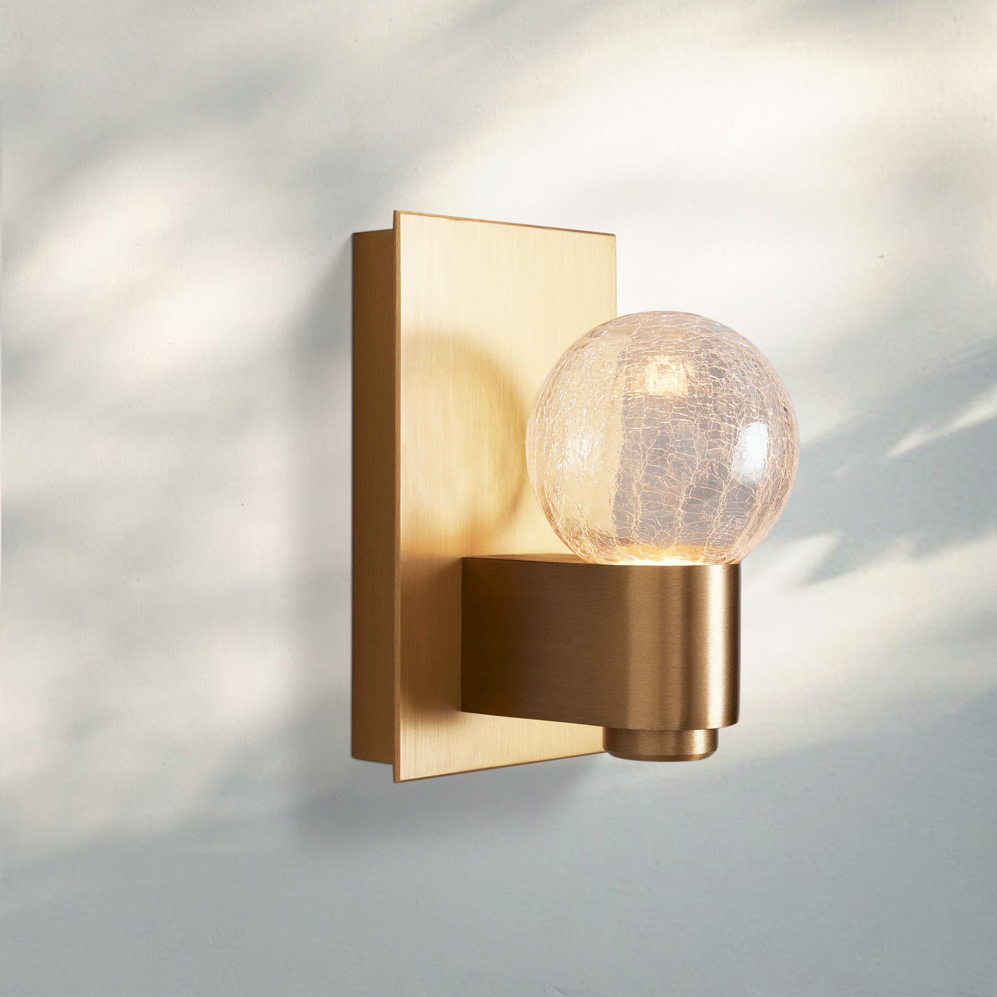 Casen Modern Satin Brass LED Wall Sconce with Blown Glass