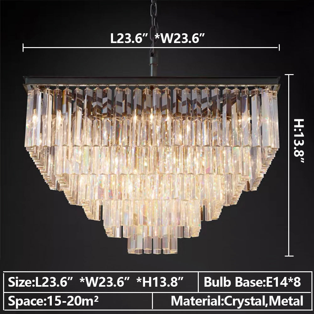 Extra Large Square Multi-layers Crystal Chandelier Modern Light