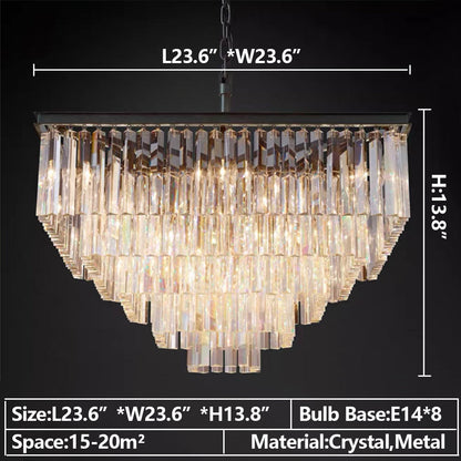 Extra Large Square Multi-layers Crystal Chandelier Modern Light