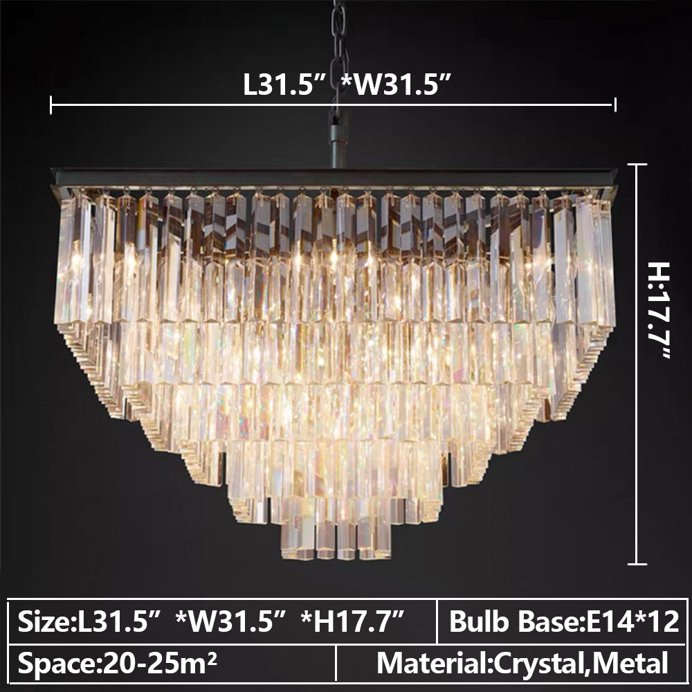 Extra Large Square Multi-layers Crystal Chandelier Modern Light