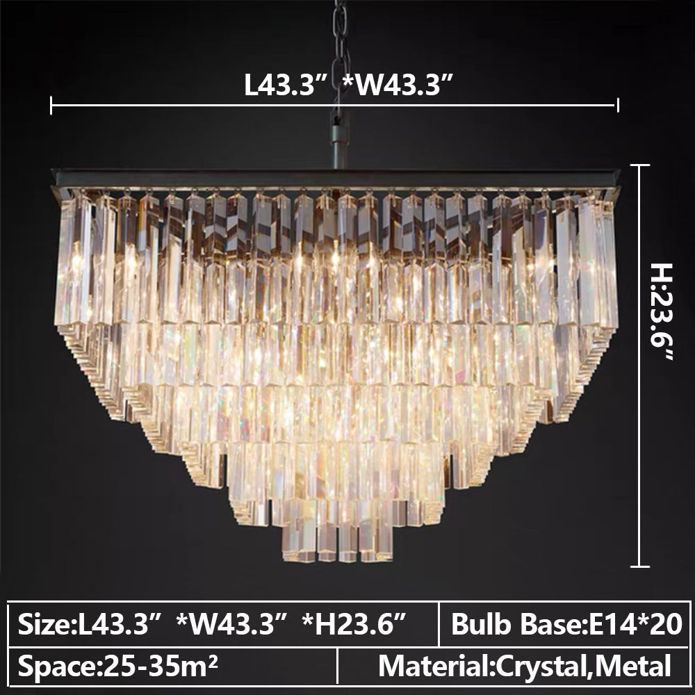 Extra Large Square Multi-layers Crystal Chandelier Modern Light